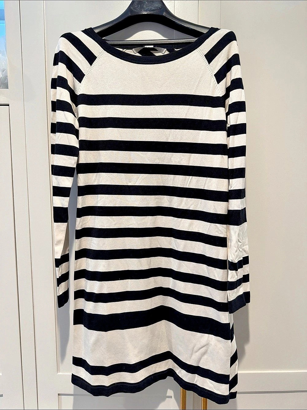Diane von Furstenberg Striped Mini Dress in Black & Cream Size Medium